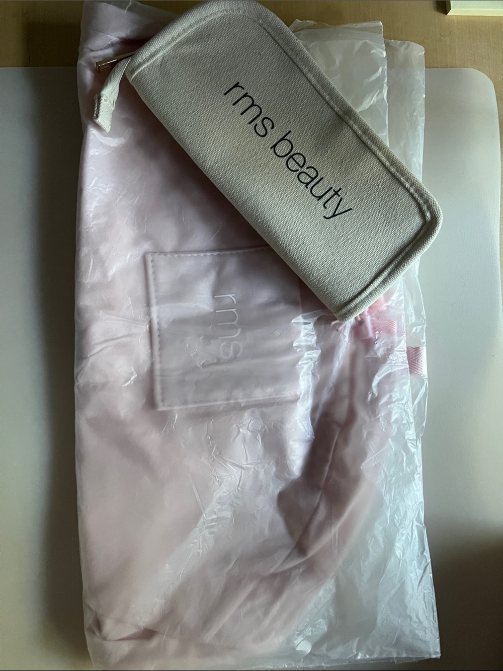 RMS Beauty Brush Holder and Pink Drawstring Makeup Pouch